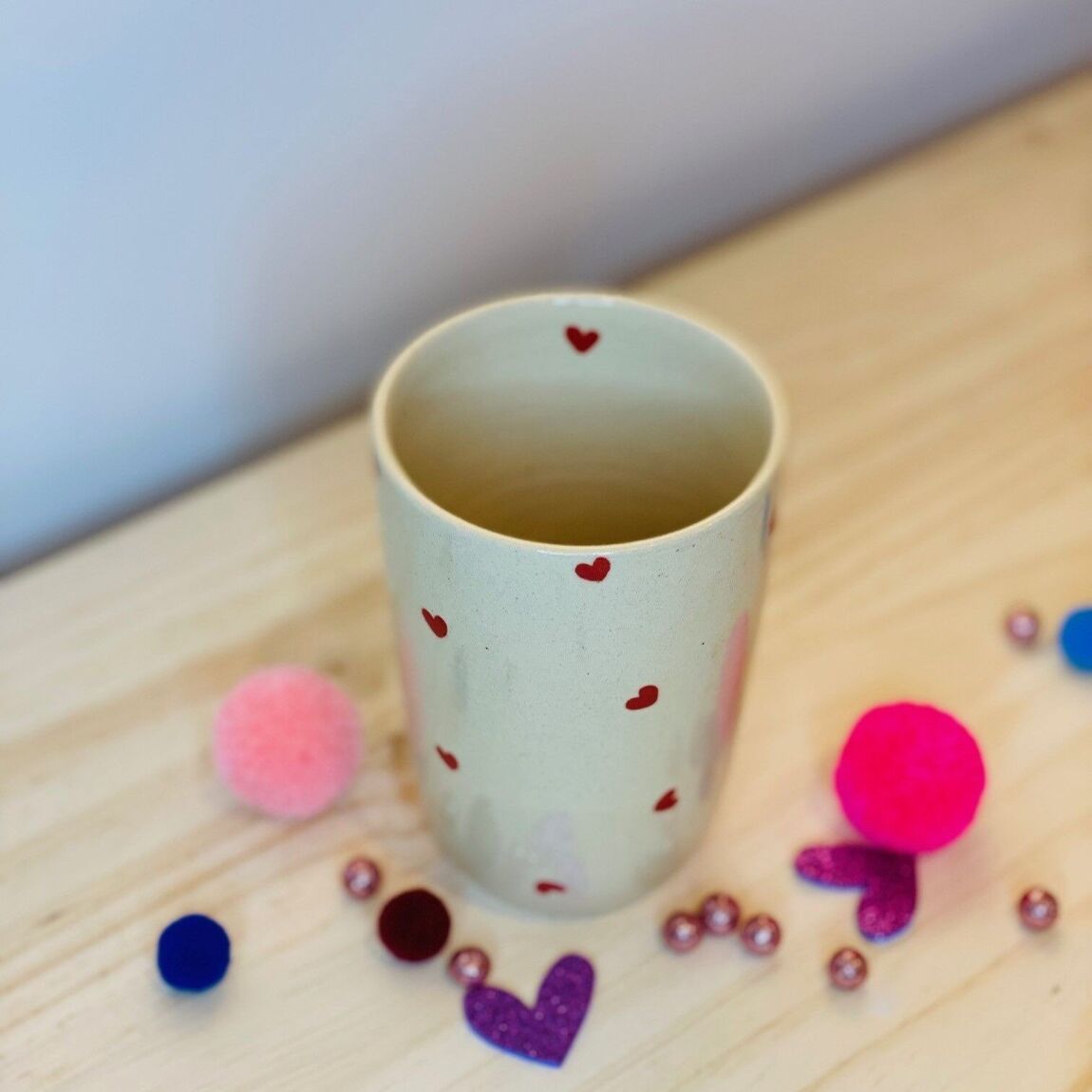 Tasse artisanale en grès - Coeur Rouge