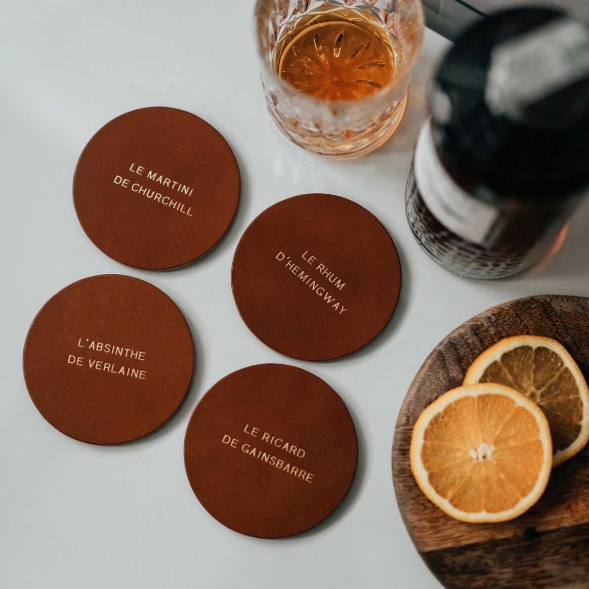 Dessous de verres en cuir : Icones