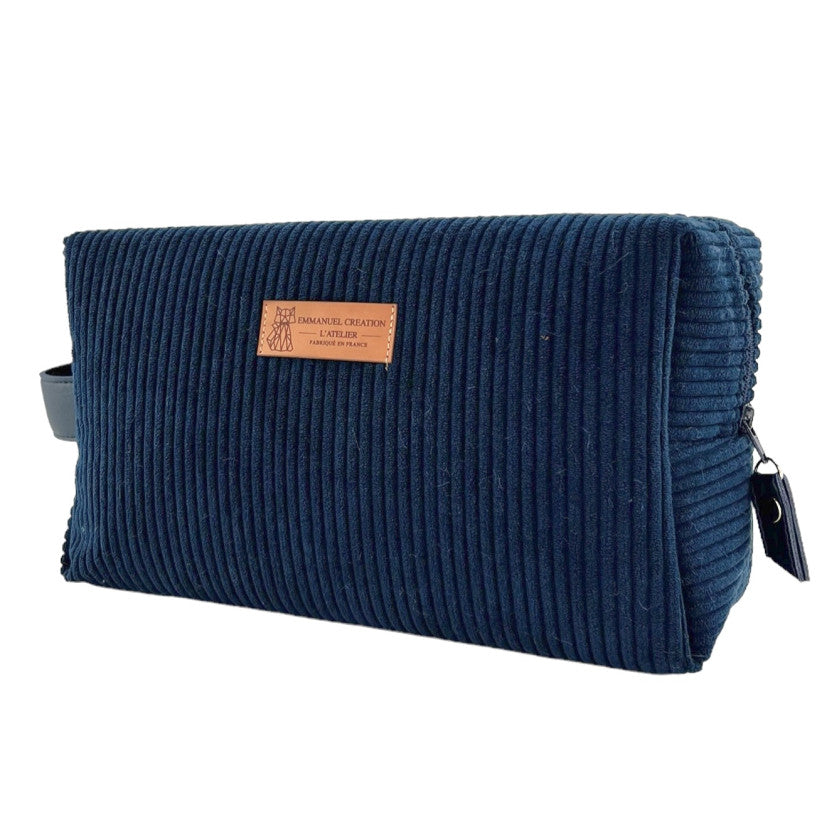 Trousse toilette XL - "Velours côtelé" Marine
