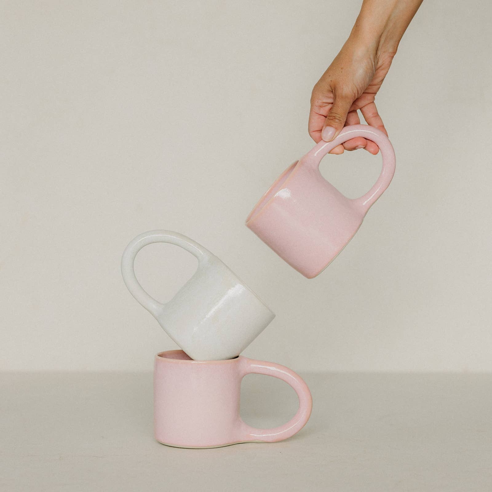 Grande tasse en céramique - Fait main Blanc moucheté