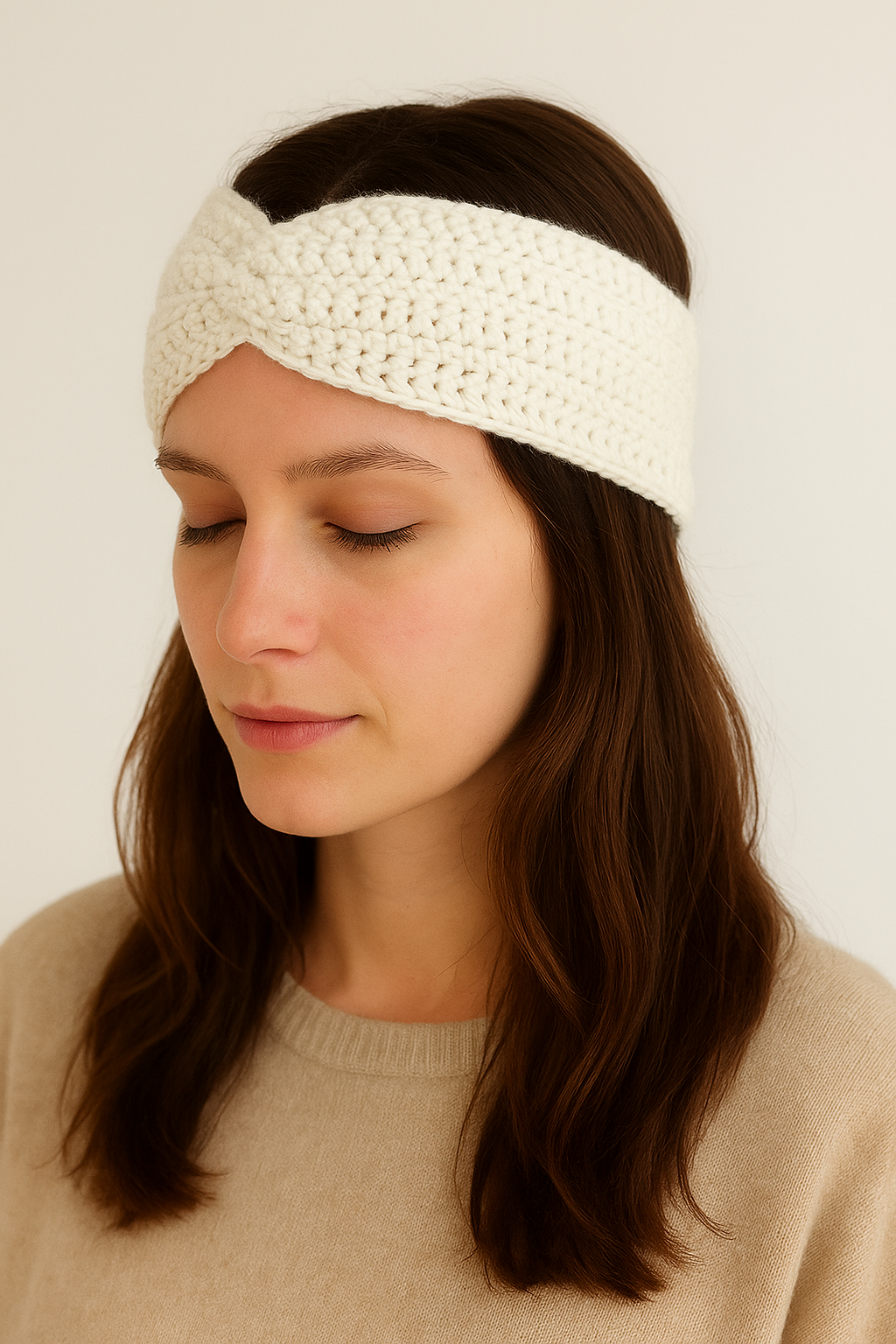 Bandeau en crochet fait main - Blanc