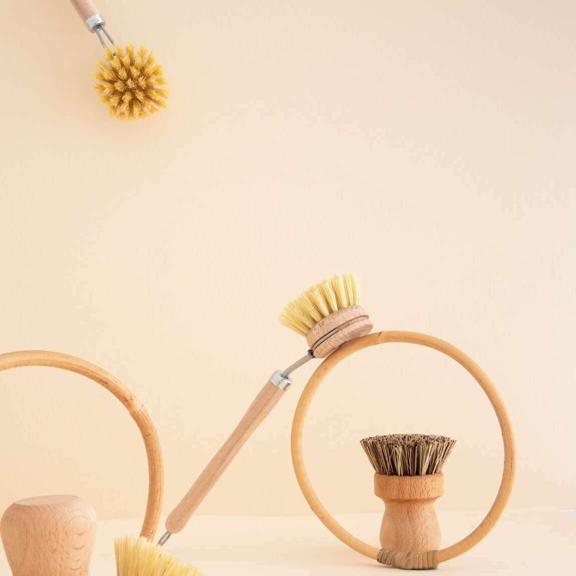 Brosse Vaisselle en Bois de Hêtre et Fibre Végétale - Tête amovible