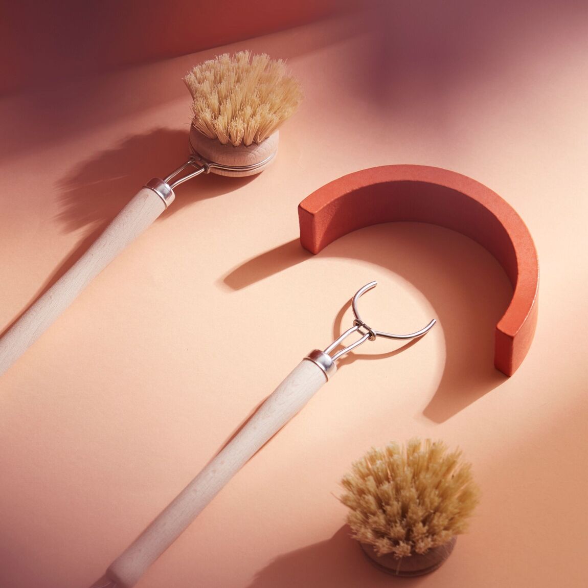 Brosse Vaisselle en Bois de Hêtre et Fibre Végétale - Tête amovible
