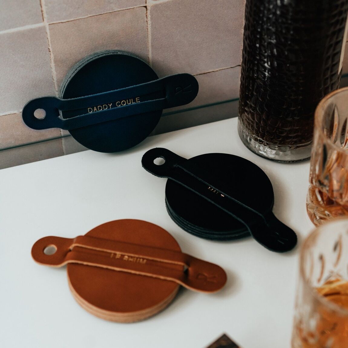 Dessous de verres en cuir : Icones