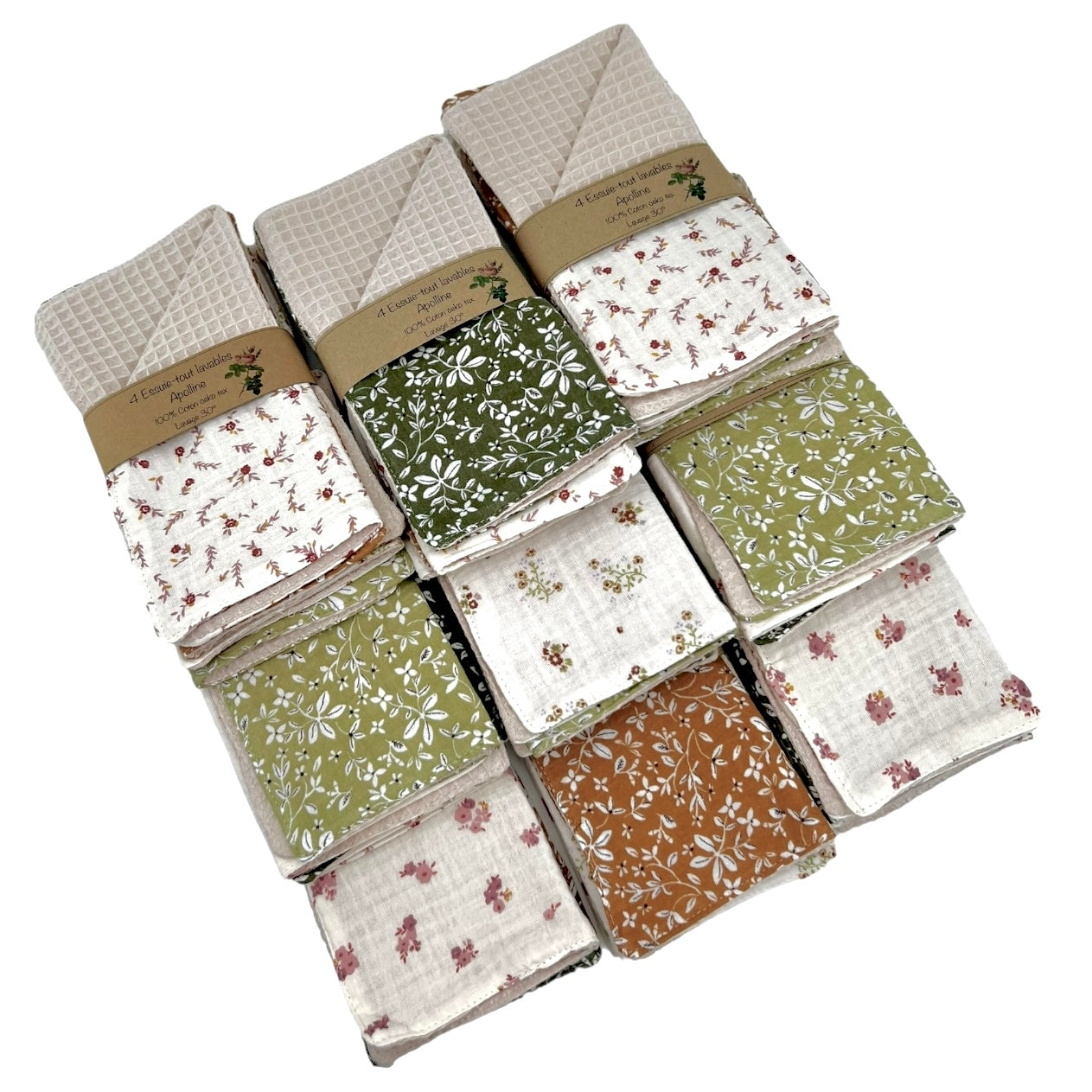 Lot de 4 essuie-tout réutilisables "Apolline"