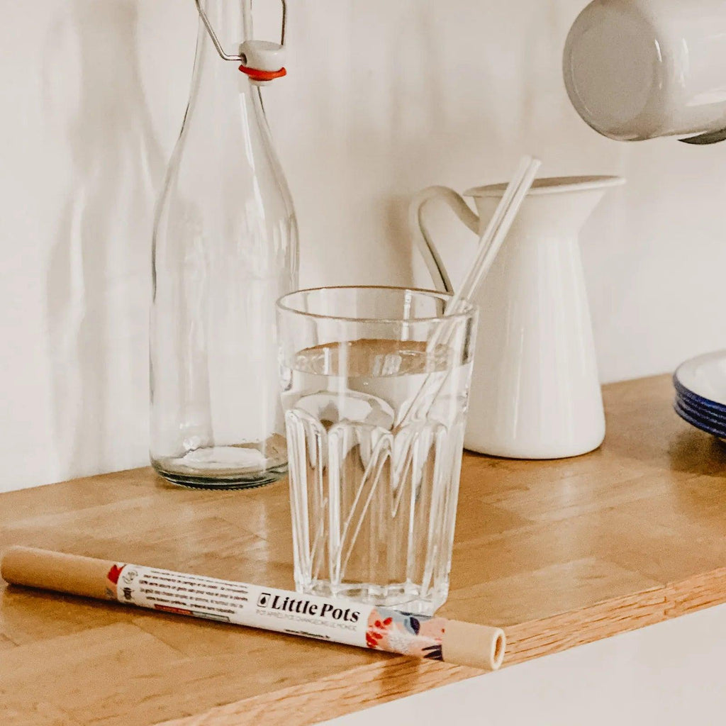 Set de 4 pailles en verre recyclé