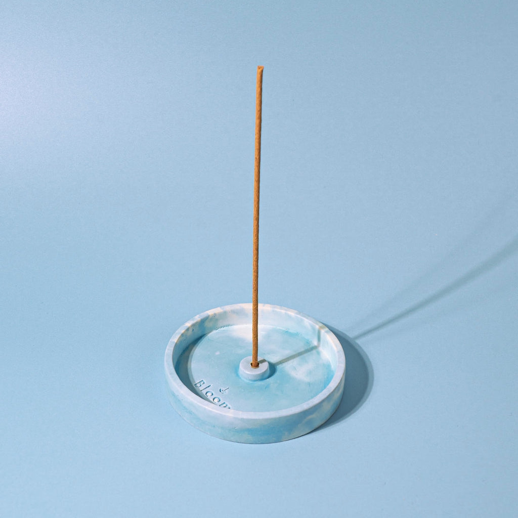 Porte-encens en béton naturel Bleu