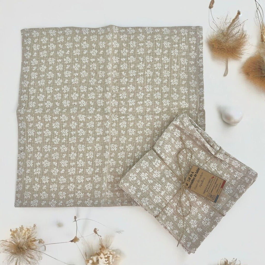 Lot de 4 serviettes de table réutilisables – "Nature"