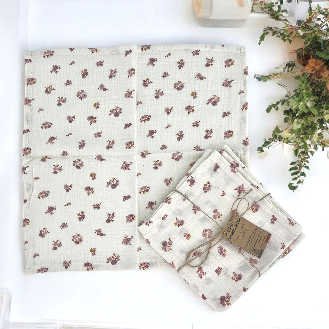 Lot de 4 serviettes de table réutilisables – “Apolline”