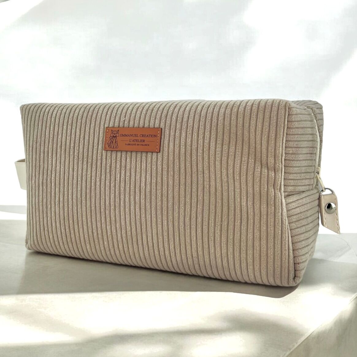 Trousse de Toilette XL - « Velours côtelé" Beige