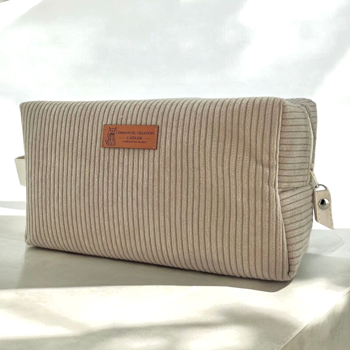 Trousse de Toilette XL - « Velours côtelé" Beige