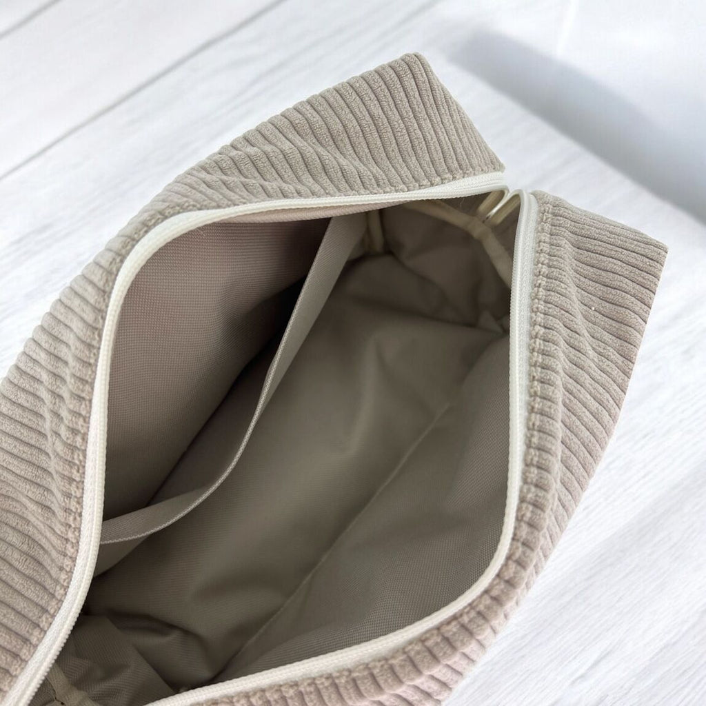 Trousse de Toilette XL - « Velours côtelé" Beige