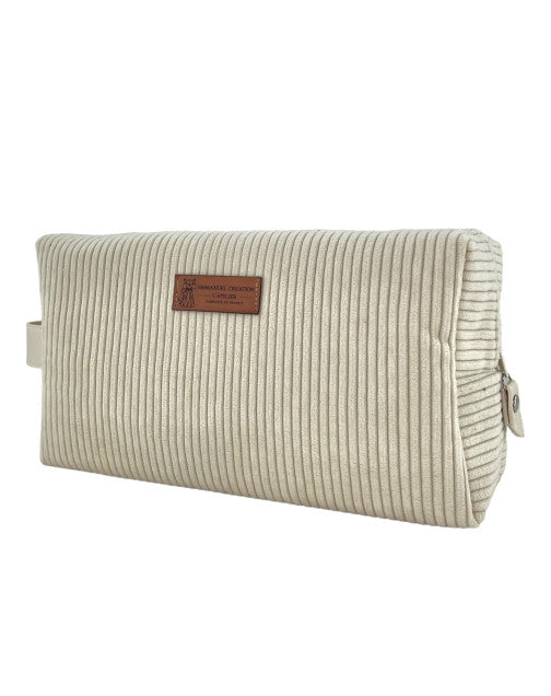 Trousse de Toilette XL - « Velours côtelé" Beige